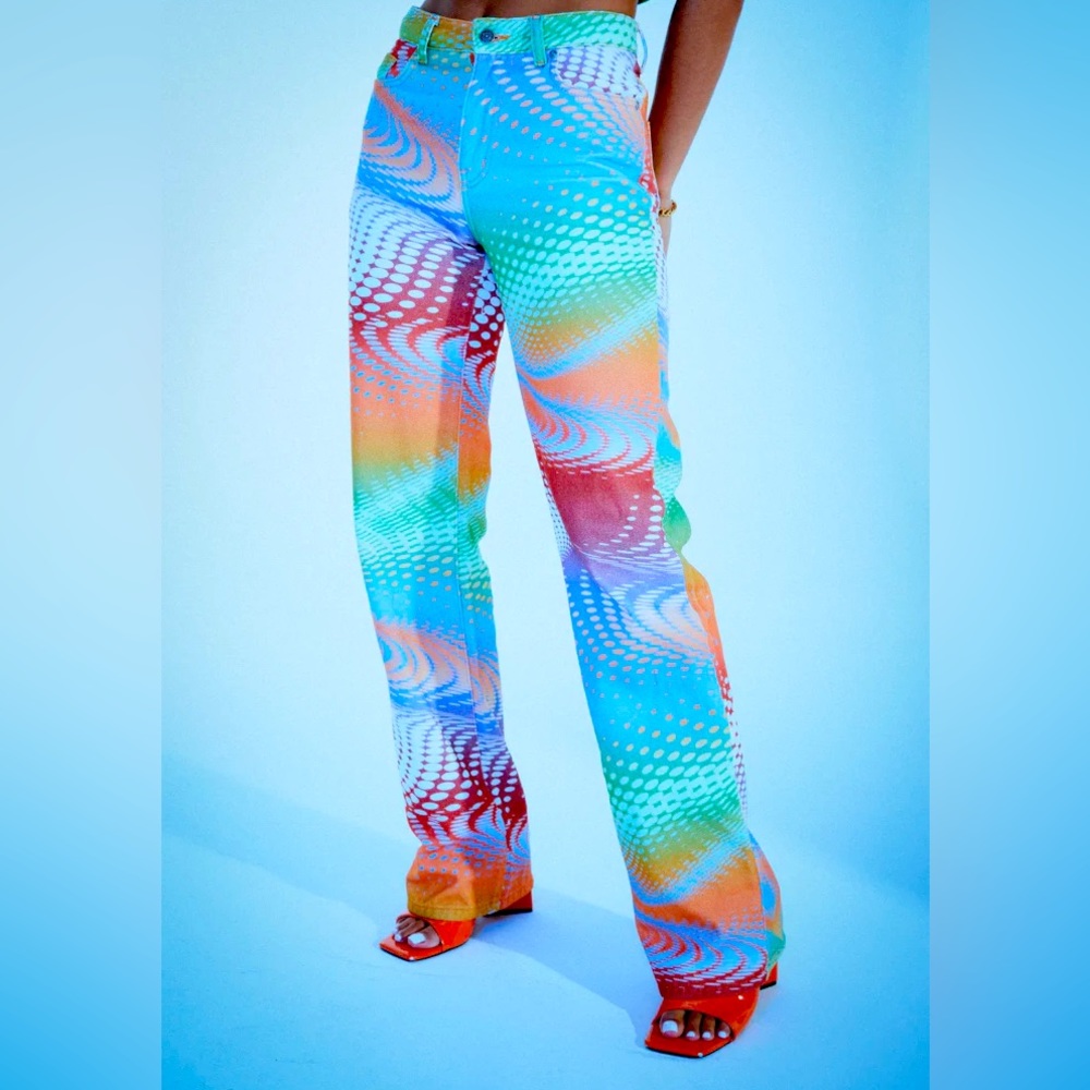 Y2K WARPED DOT PRINT SLOUCHY BOYFRIEND FIT JEANS